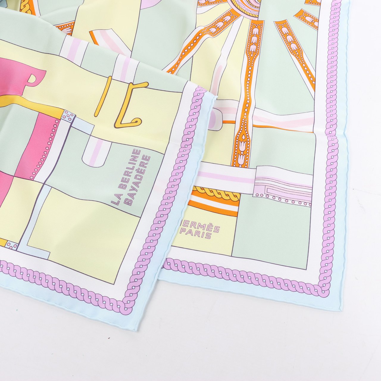 Hermès Hermes Carré 90 "LA BERLINE BAYADERE" Silk handkerchief in Pastel Divers