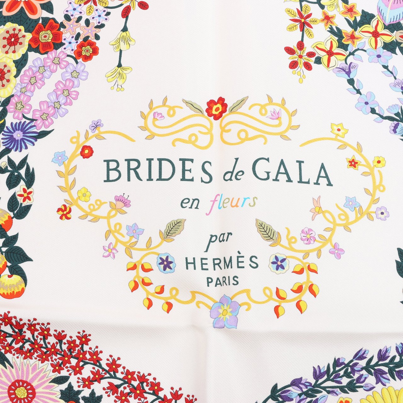 Hermès Hermès Carré 90 "BRIDES DE GALA EN FLEUR" Silk Scarf Zwart