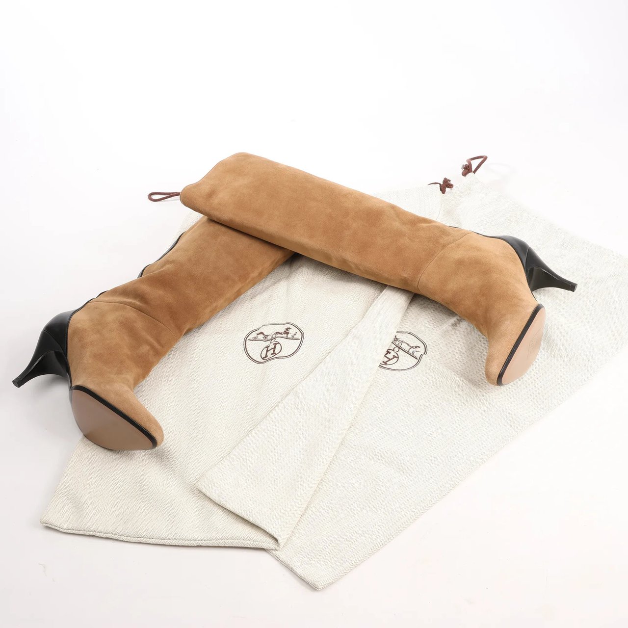 Hermès Hermes Suede Long Boots in Brown, Size 37.5 EU Bruin