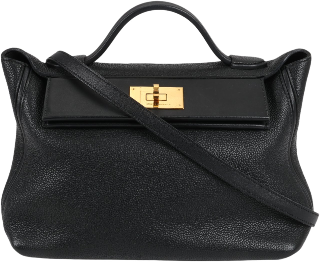 Hermès HERMES 24/24 29 Togo Leather Handbag in Black and Gold Metal Fittings D: 2019 Zwart