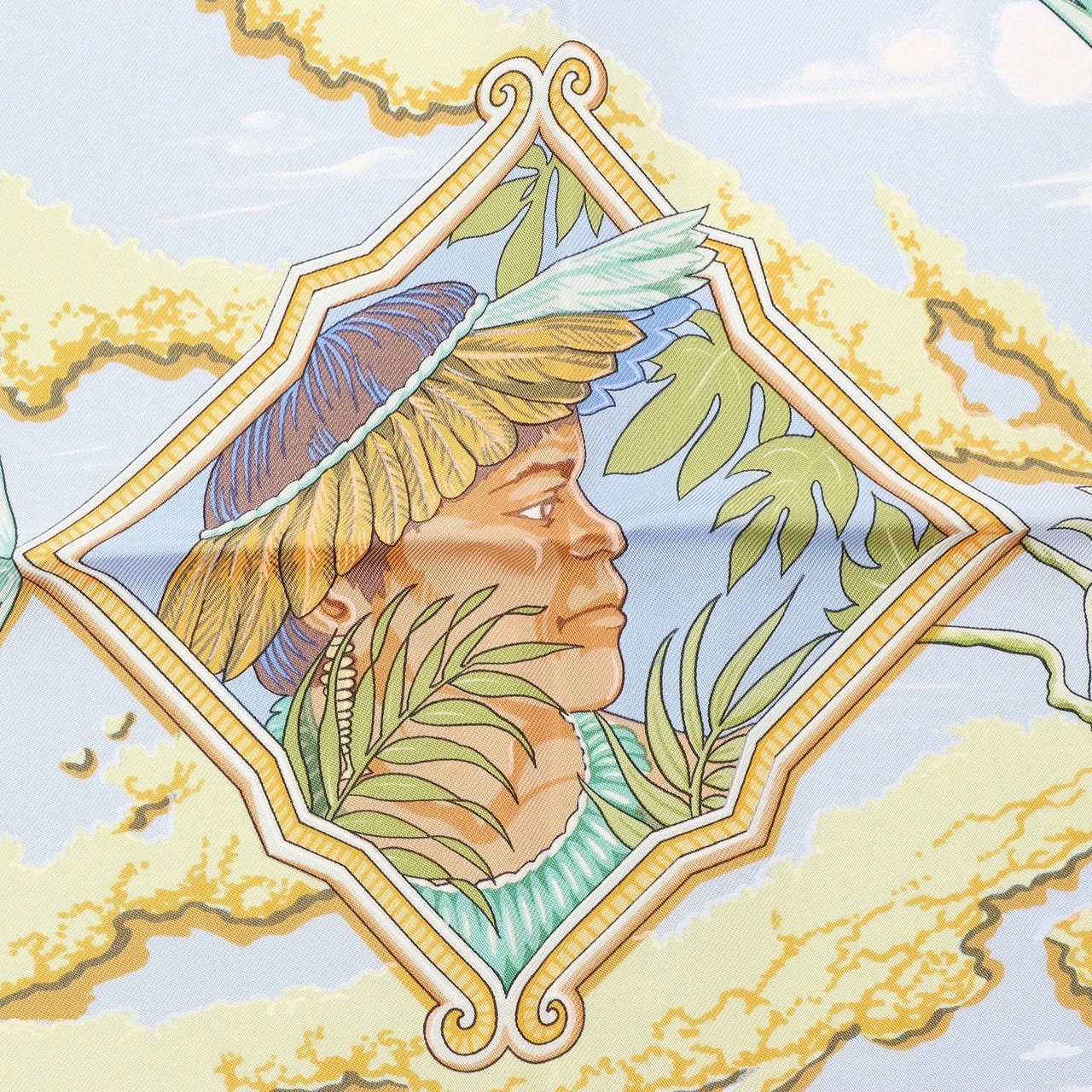 Hermès Hermès Carré 90 "AMAZONIA" Silk handkerchief in Blue Blauw