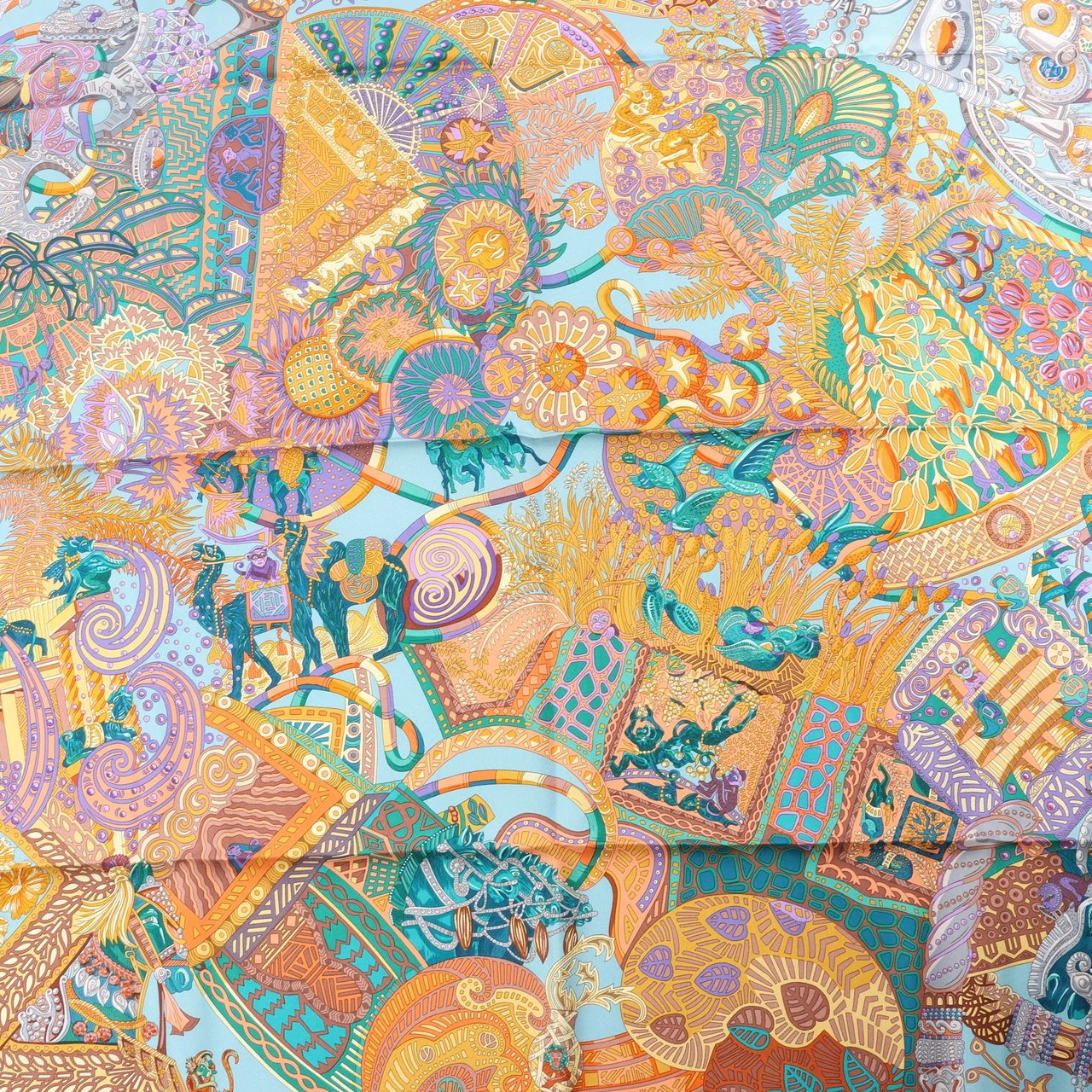 Hermès Hermès Carré 90 "AU FIL DU CARRE" Silk handkerchief in Multicolor Divers