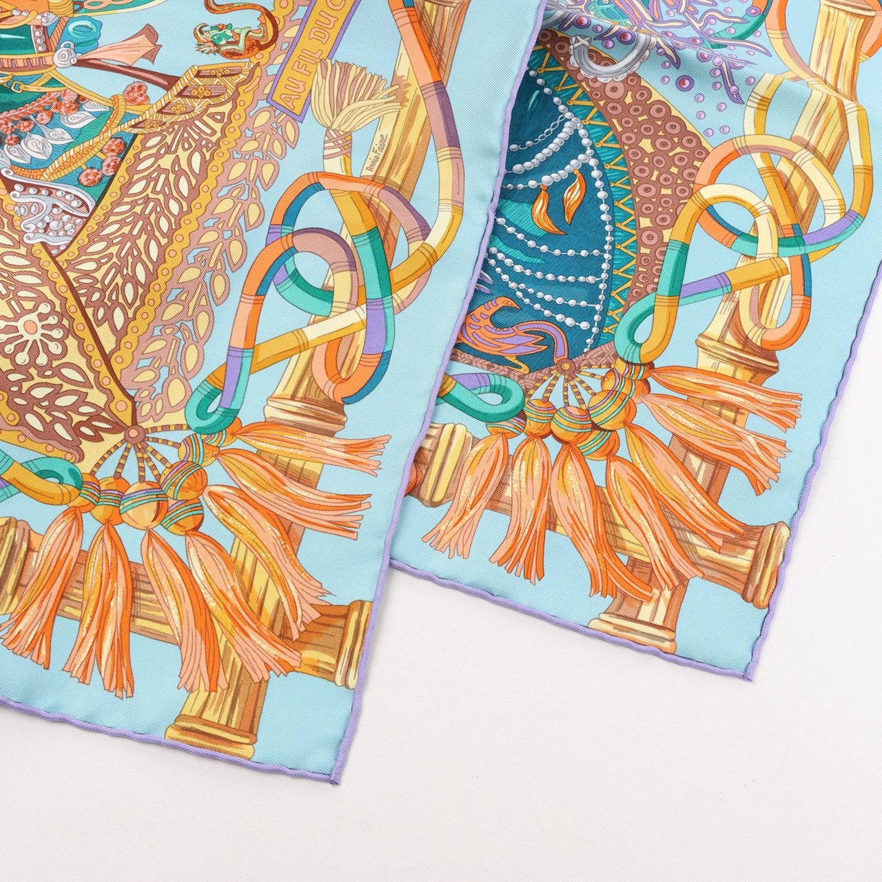 Hermès Hermès Carré 90 "AU FIL DU CARRE" Silk handkerchief in Multicolor Divers