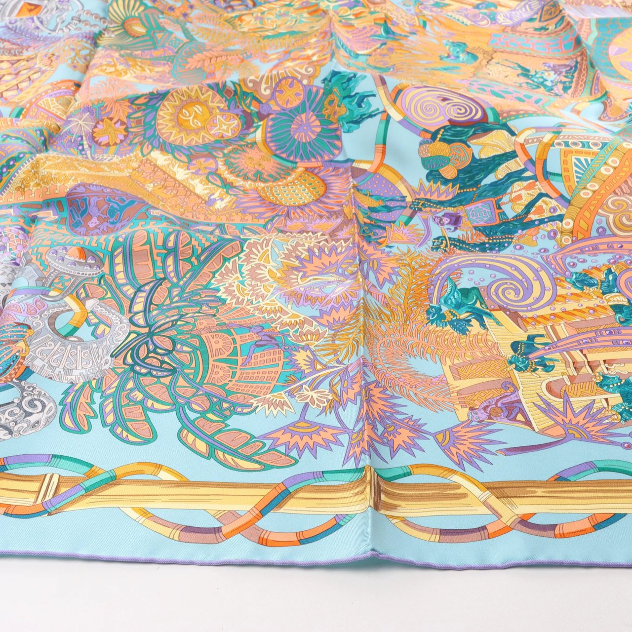 Hermès Hermès Carré 90 "AU FIL DU CARRE" Silk handkerchief in Multicolor Divers