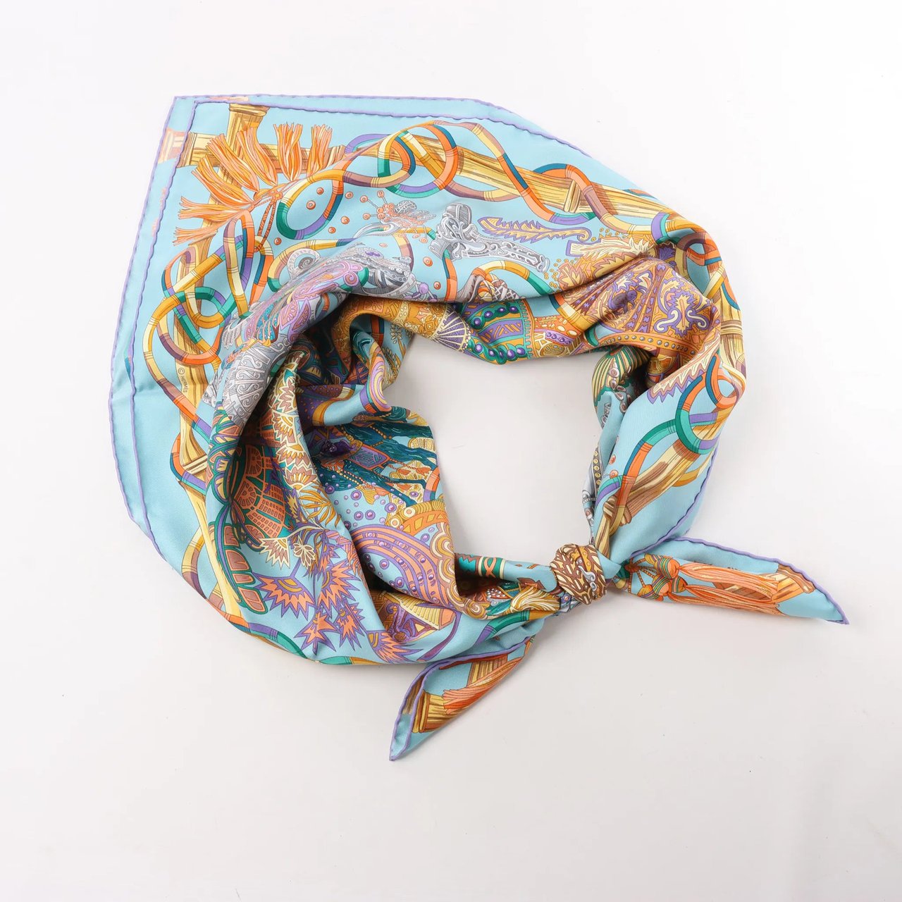 Hermès Hermès Carré 90 "AU FIL DU CARRE" Silk handkerchief in Multicolor Divers