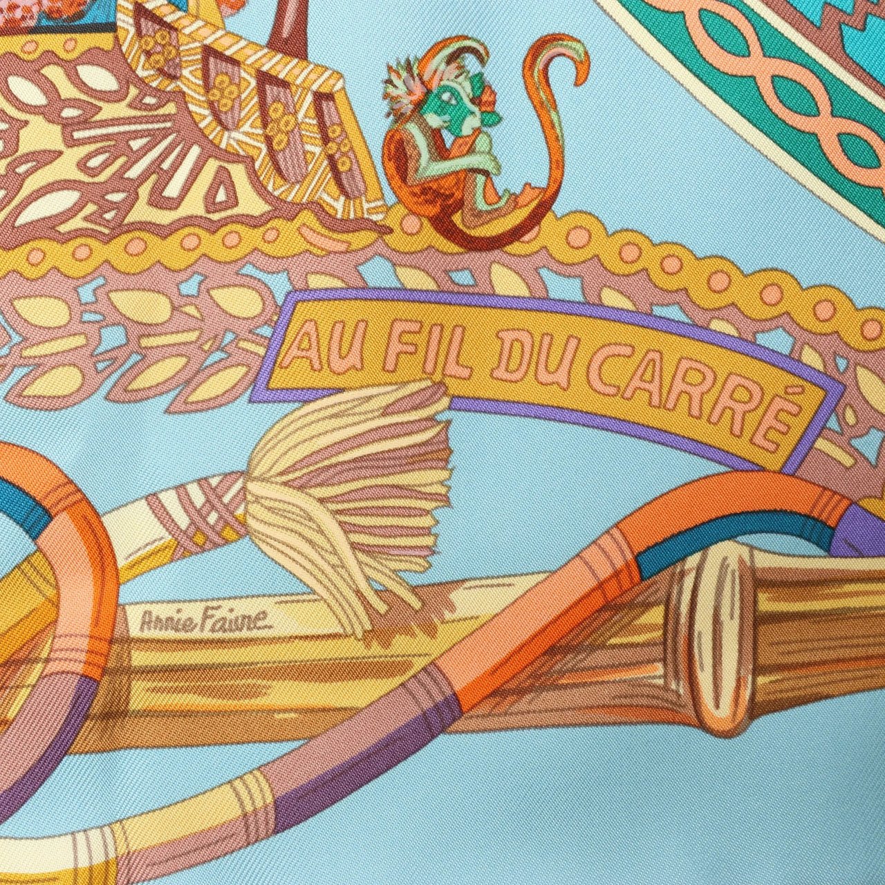 Hermès Hermès Carré 90 "AU FIL DU CARRE" Silk handkerchief in Multicolor Divers