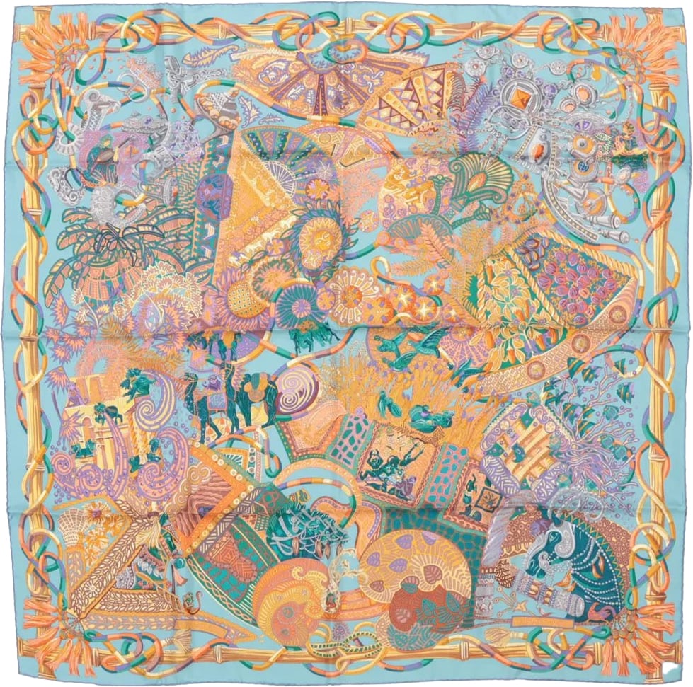 Hermès Hermès Carré 90 "AU FIL DU CARRE" Silk handkerchief in Multicolor Divers