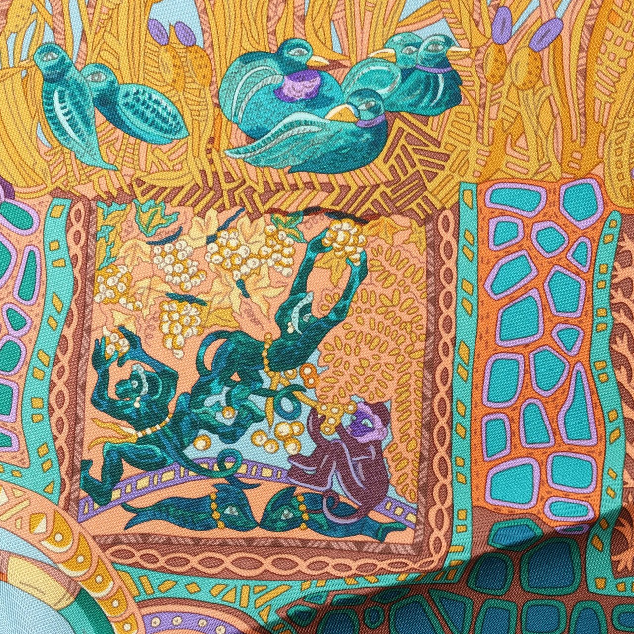 Hermès Hermès Carré 90 "AU FIL DU CARRE" Silk handkerchief in Multicolor Divers