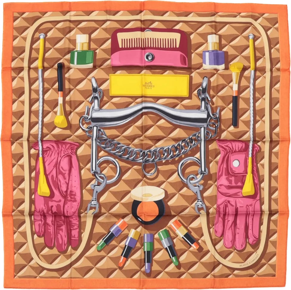 Hermès Hermès Carré 90 "BEAUTE COMPOSEE" Silk handkerchief in Orange Oranje