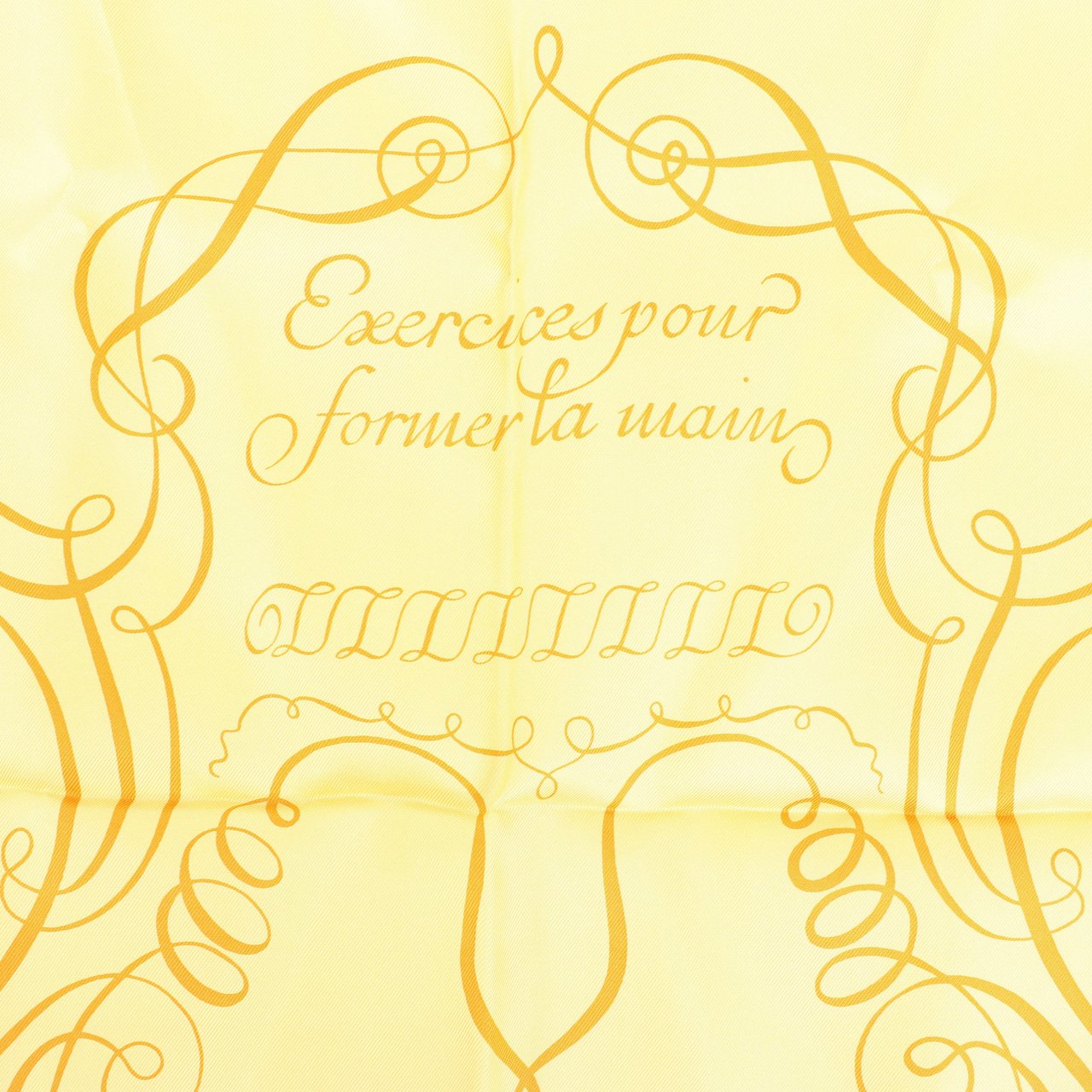 Hermès Hermès Carré 90 "L'ART D'ECRIRE" Silk handkerchief in Yellow Geel