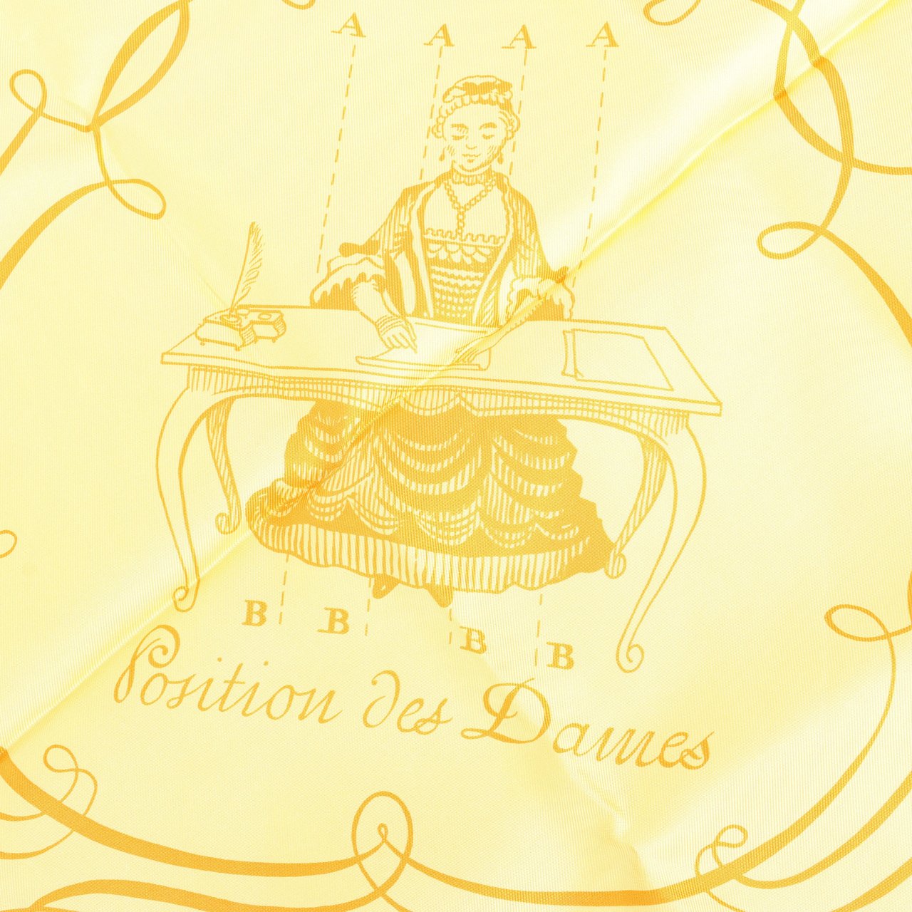 Hermès Hermès Carré 90 "L'ART D'ECRIRE" Silk handkerchief in Yellow Geel