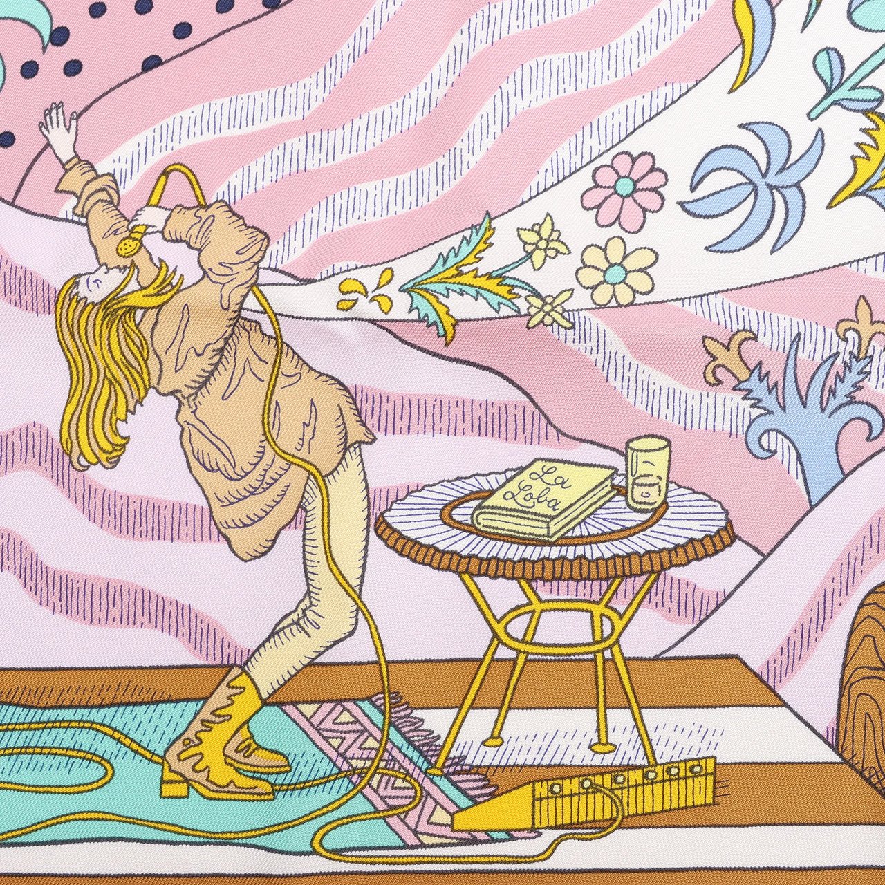 Hermès Hermès Carré 90 "Le Premier Chant" Silk handkerchief in Pink Divers