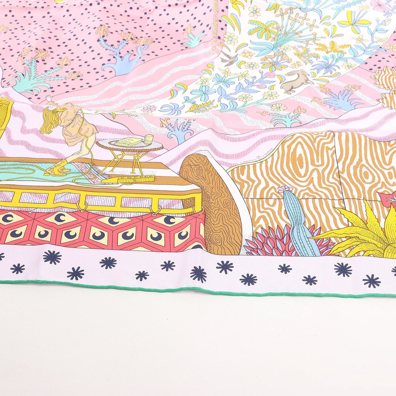 Hermès Hermès Carré 90 "Le Premier Chant" Silk handkerchief in Pink Divers