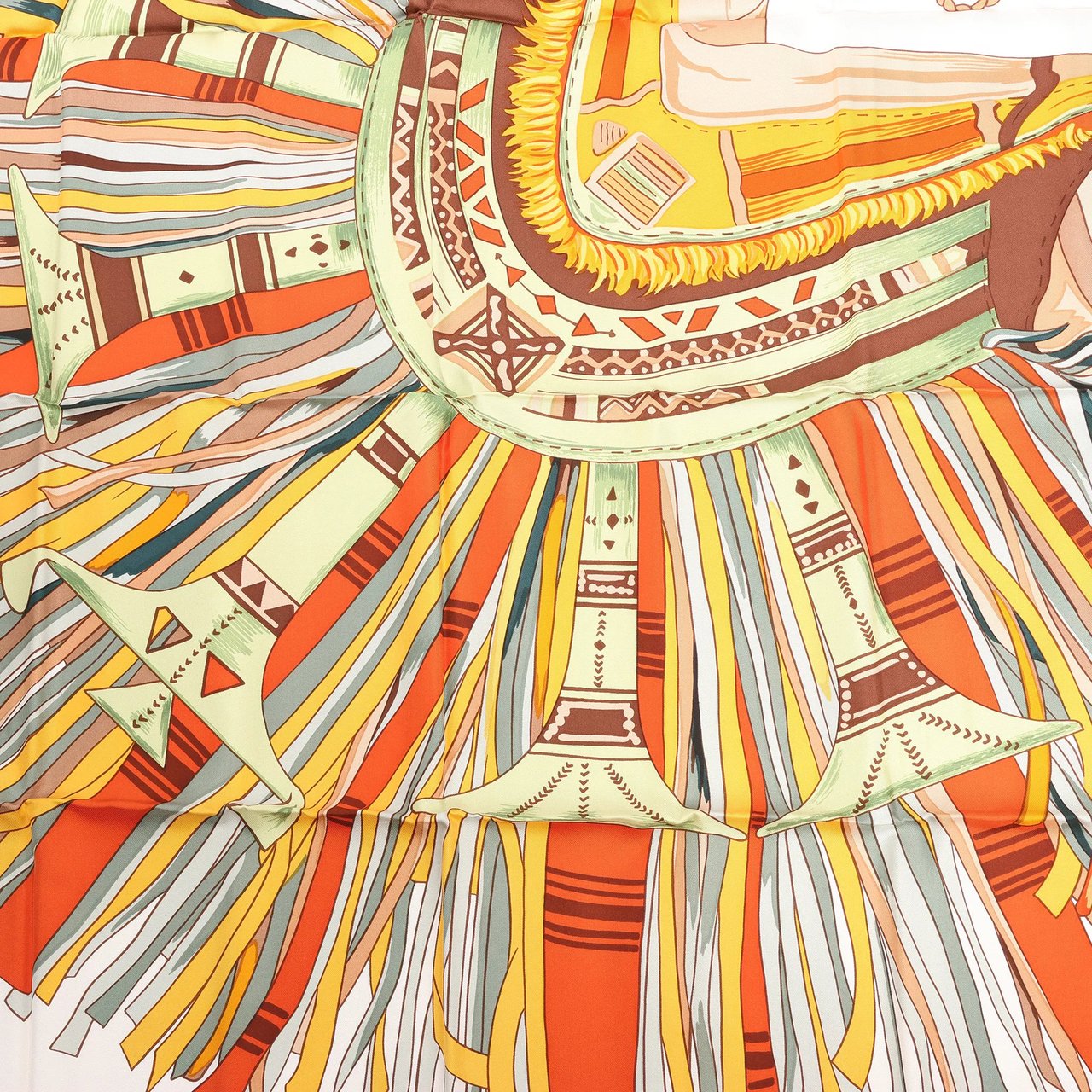 Hermès Hermès Carré 90 "CUIRS DU DESERT" Silk handkerchief in Black x Orange Divers