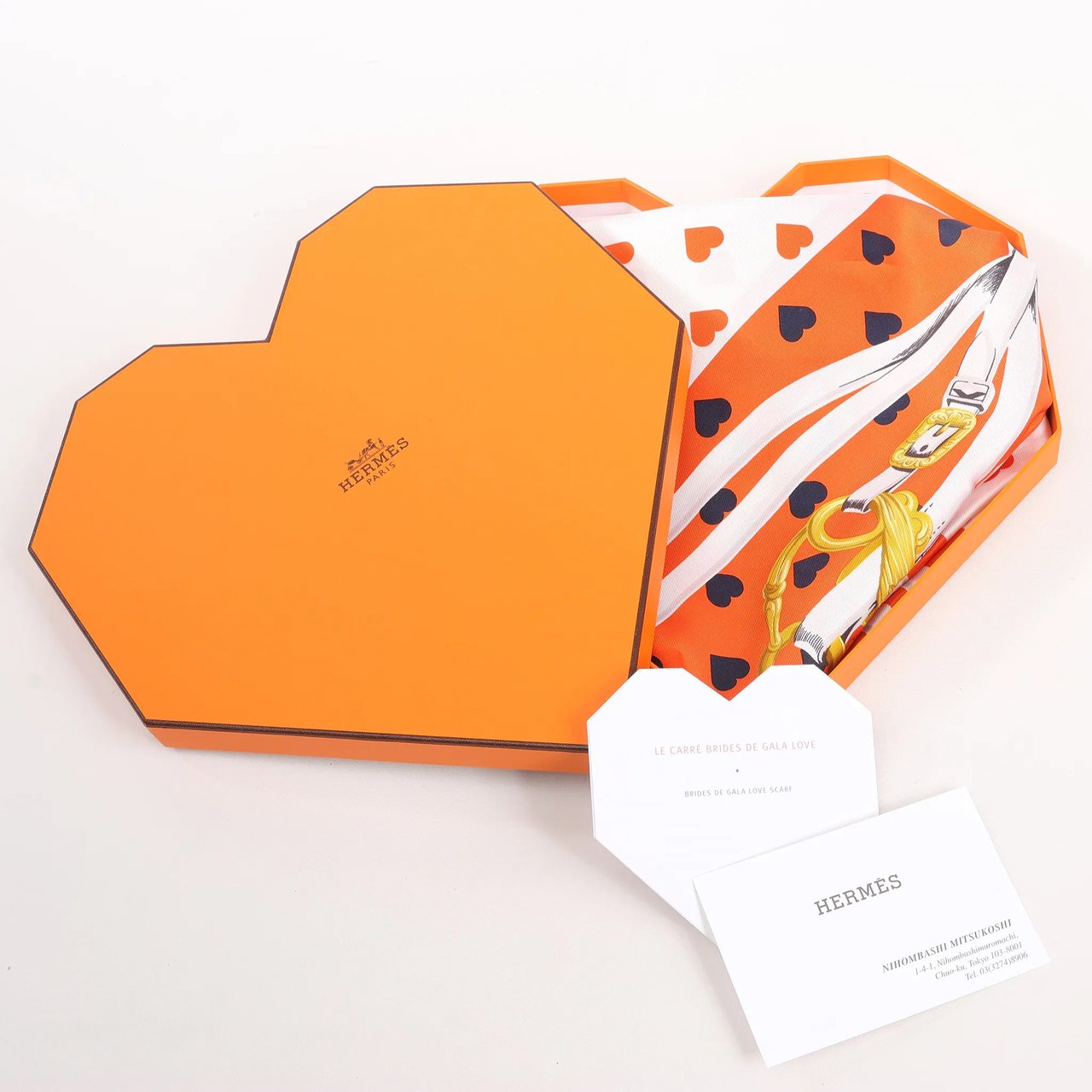 Hermès Hermès Carré 90 "BRIDES de GALA LOVE" Silk handkerchief in Red x White Divers