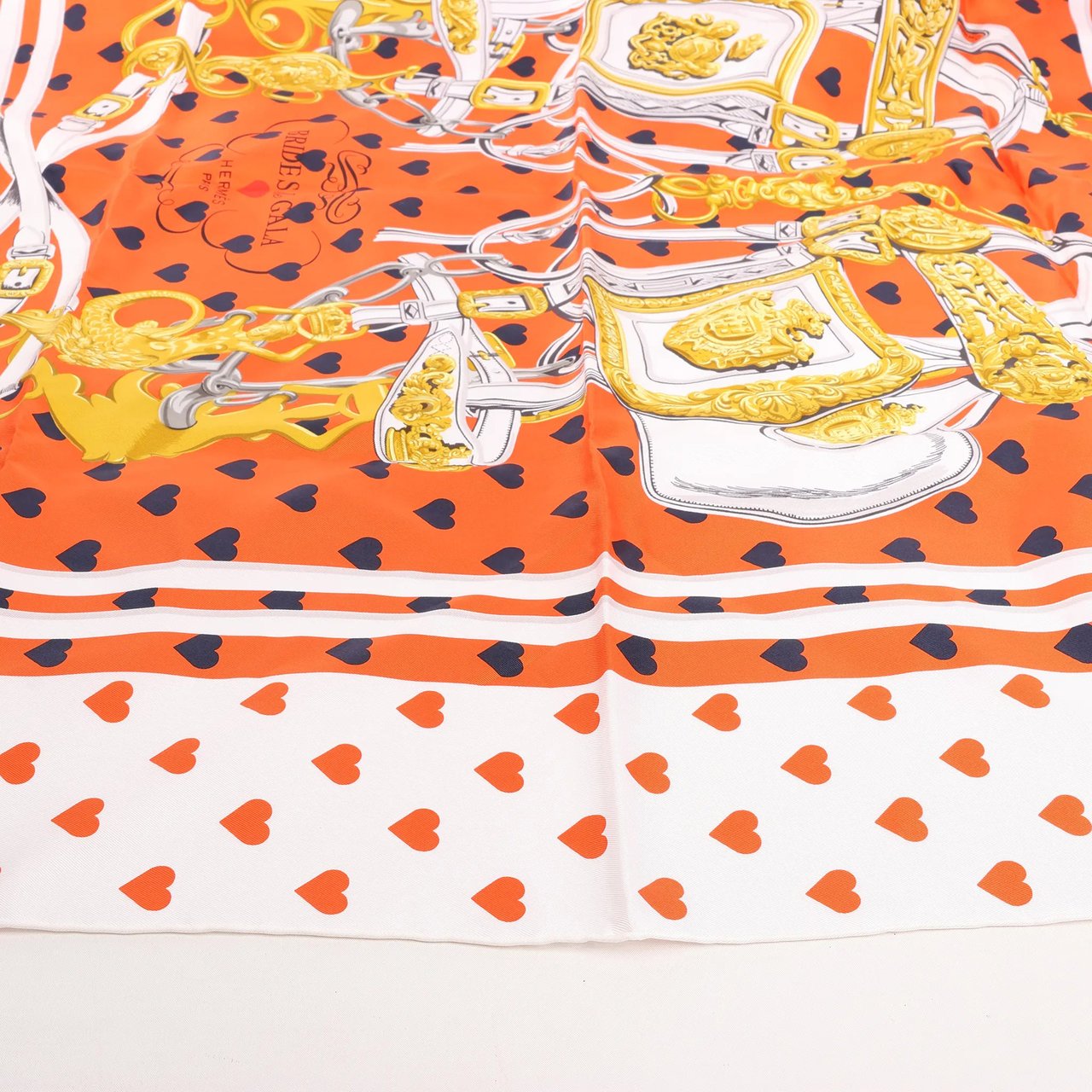 Hermès Hermès Carré 90 "BRIDES de GALA LOVE" Silk handkerchief in Red x White Divers