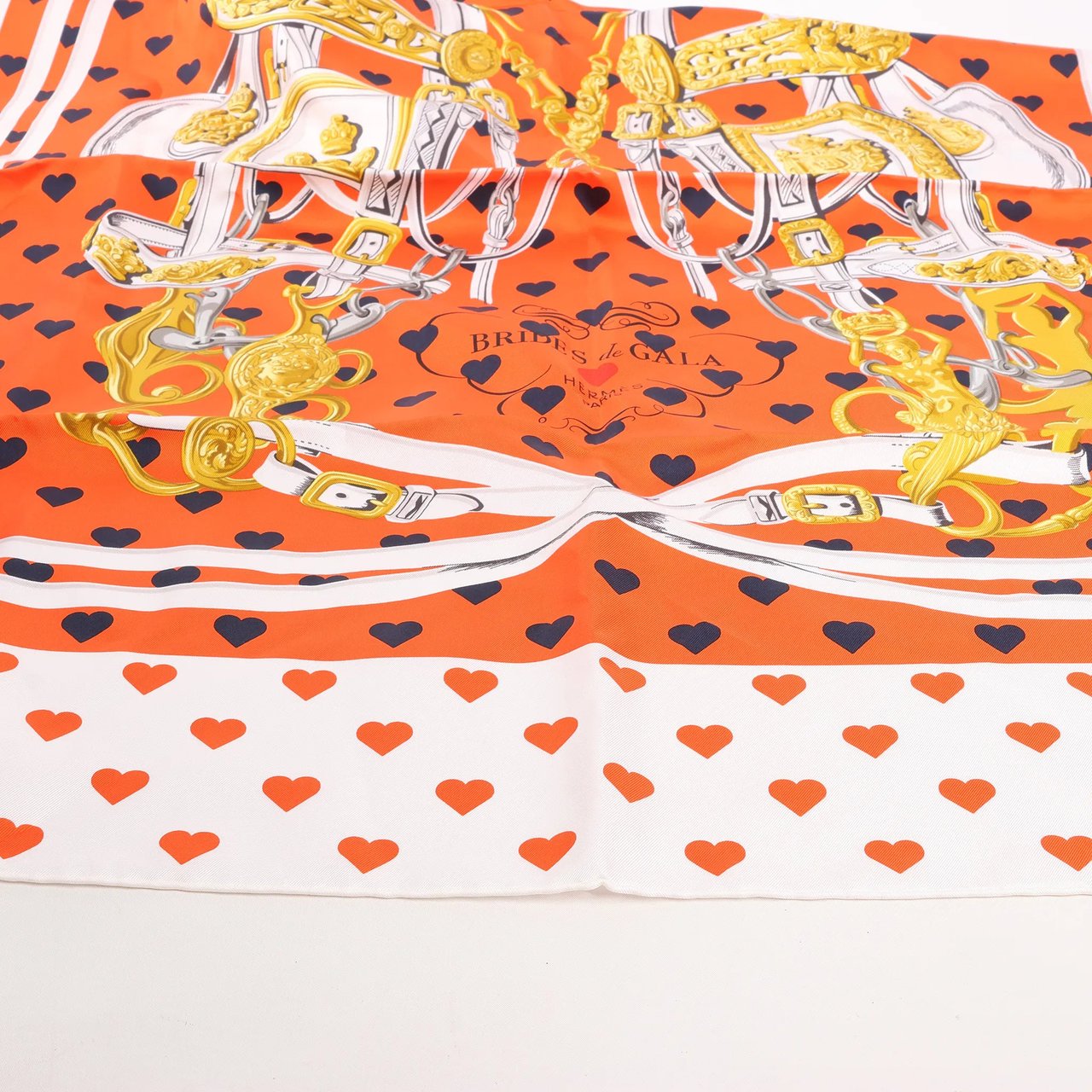 Hermès Hermès Carré 90 "BRIDES de GALA LOVE" Silk handkerchief in Red x White Divers