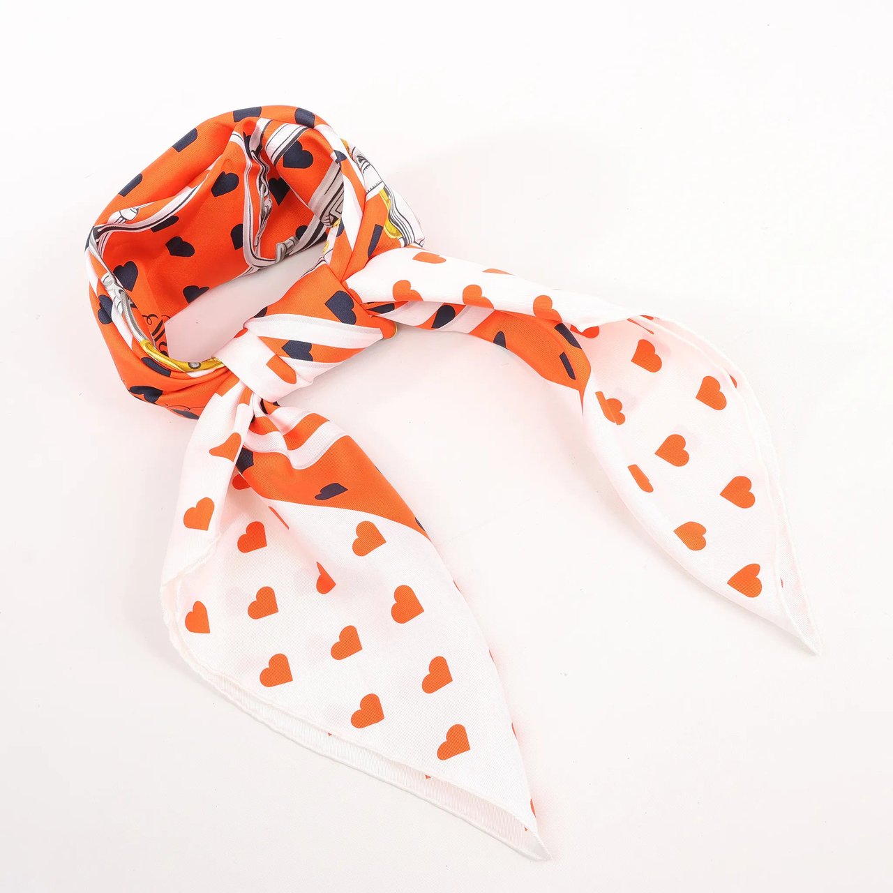 Hermès Hermès Carré 90 "BRIDES de GALA LOVE" Silk handkerchief in Red x White Divers