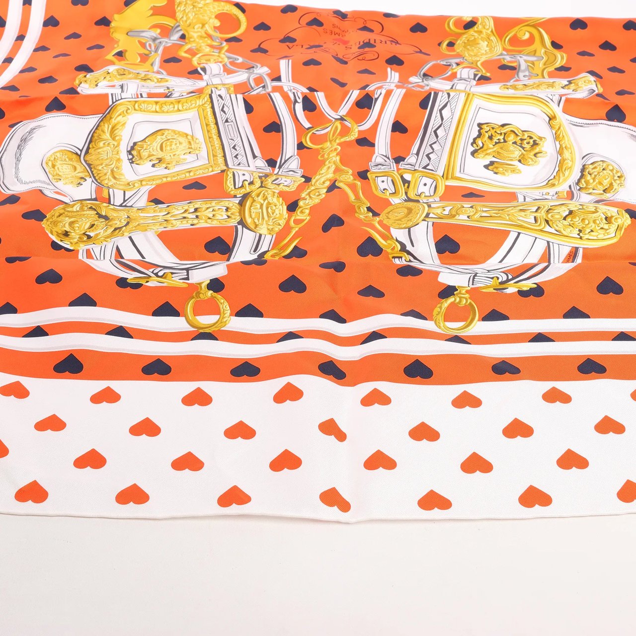 Hermès Hermès Carré 90 "BRIDES de GALA LOVE" Silk handkerchief in Red x White Divers