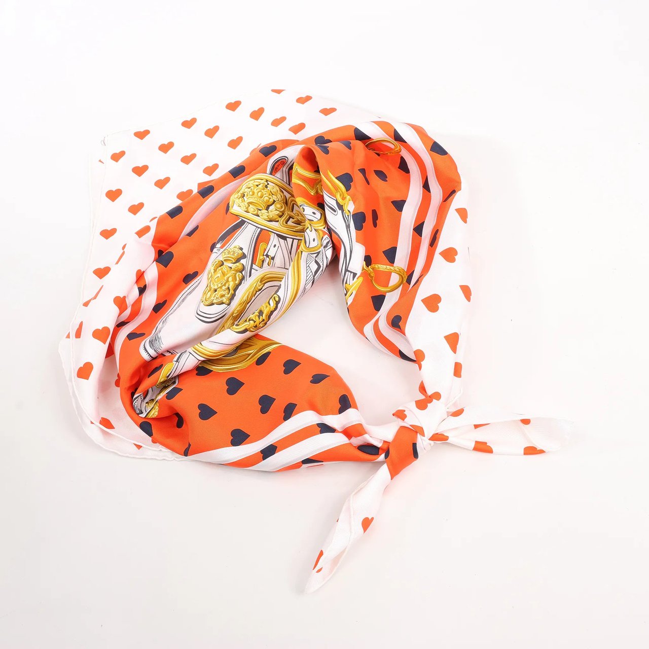 Hermès Hermès Carré 90 "BRIDES de GALA LOVE" Silk handkerchief in Red x White Divers