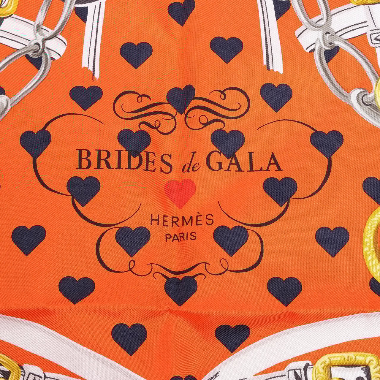 Hermès Hermès Carré 90 "BRIDES de GALA LOVE" Silk handkerchief in Red x White Divers