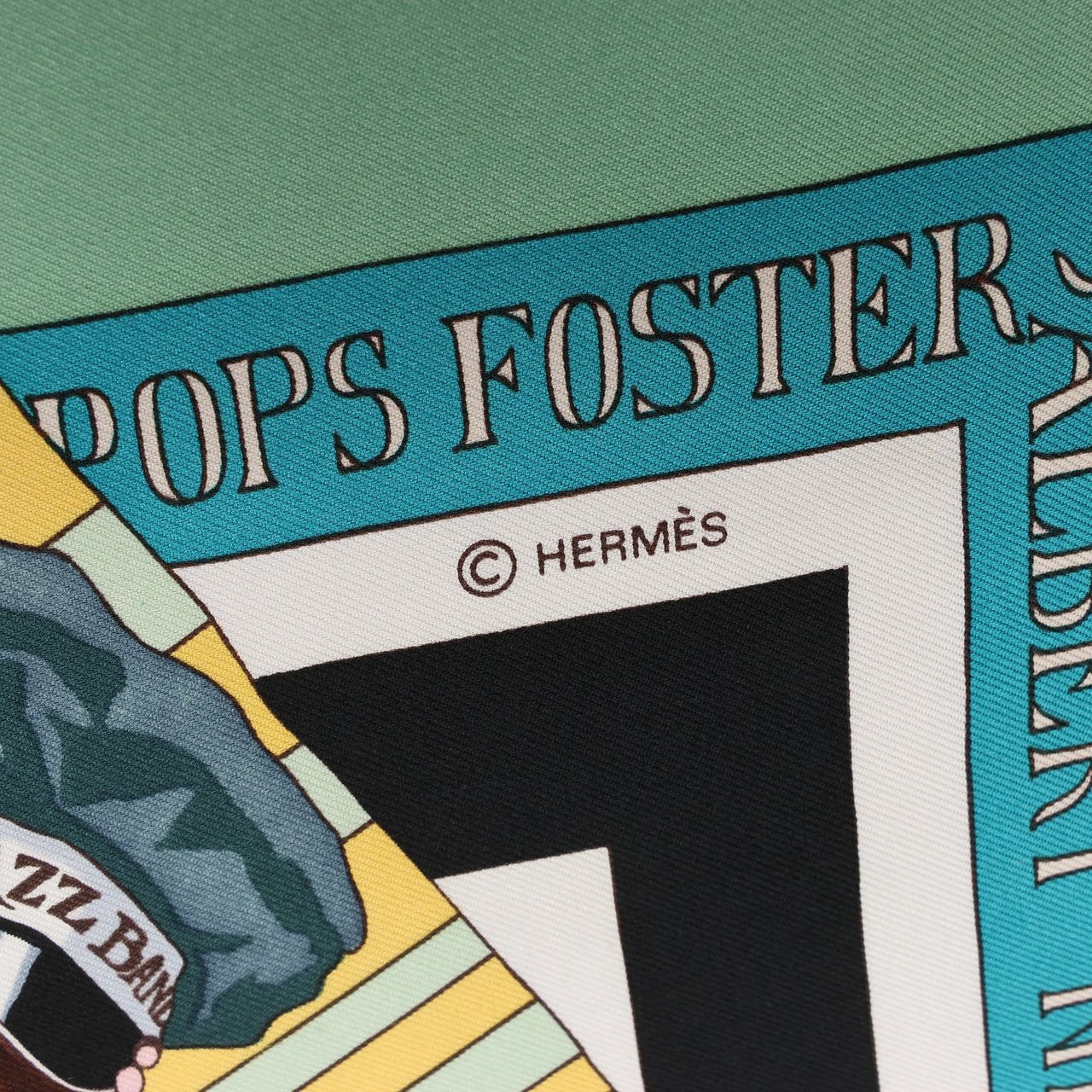 Hermès Hermès Carré 90 "THE ORIGINAL NEW ORLEANS CREOLE JAZZ 1923" Silk handkerchief in Green Divers