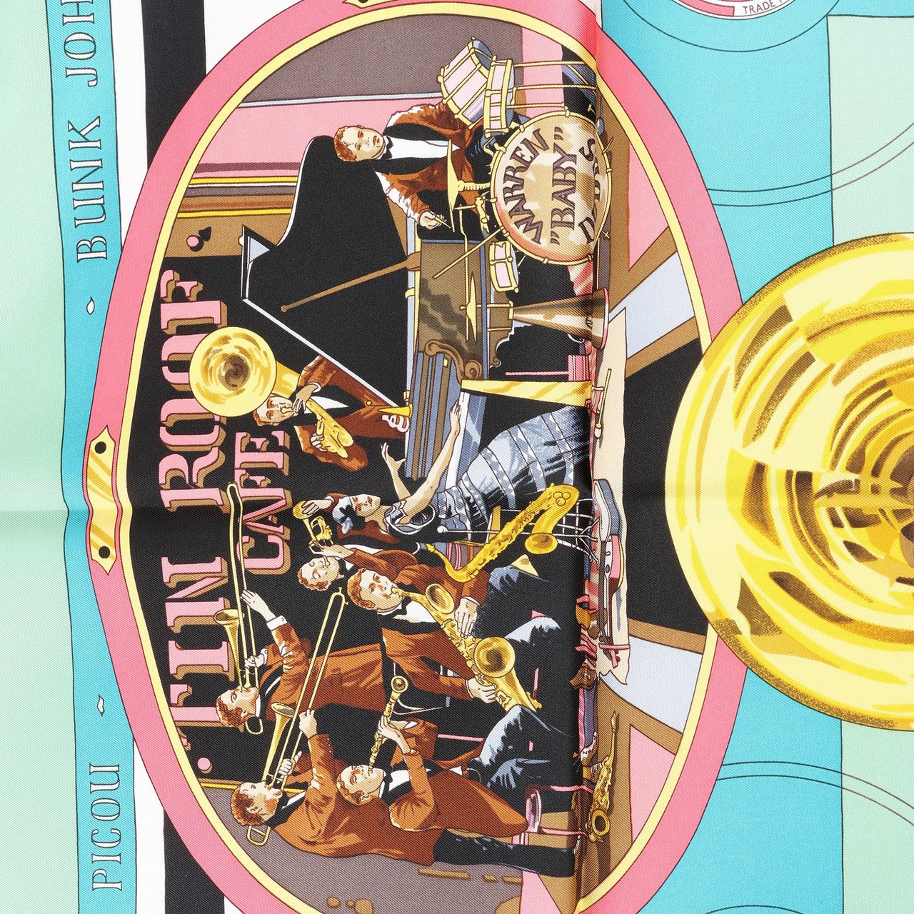 Hermès Hermès Carré 90 "THE ORIGINAL NEW ORLEANS CREOLE JAZZ 1923" Silk handkerchief in Green Divers