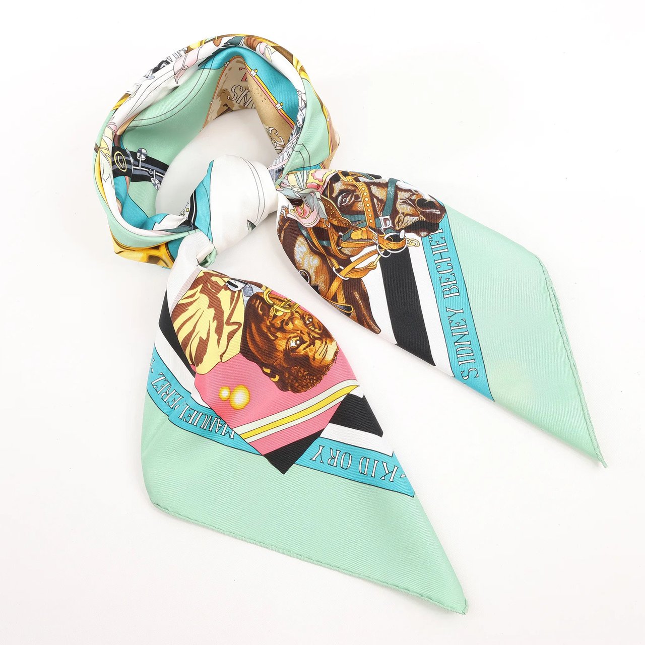 Hermès Hermès Carré 90 "THE ORIGINAL NEW ORLEANS CREOLE JAZZ 1923" Silk handkerchief in Green Divers