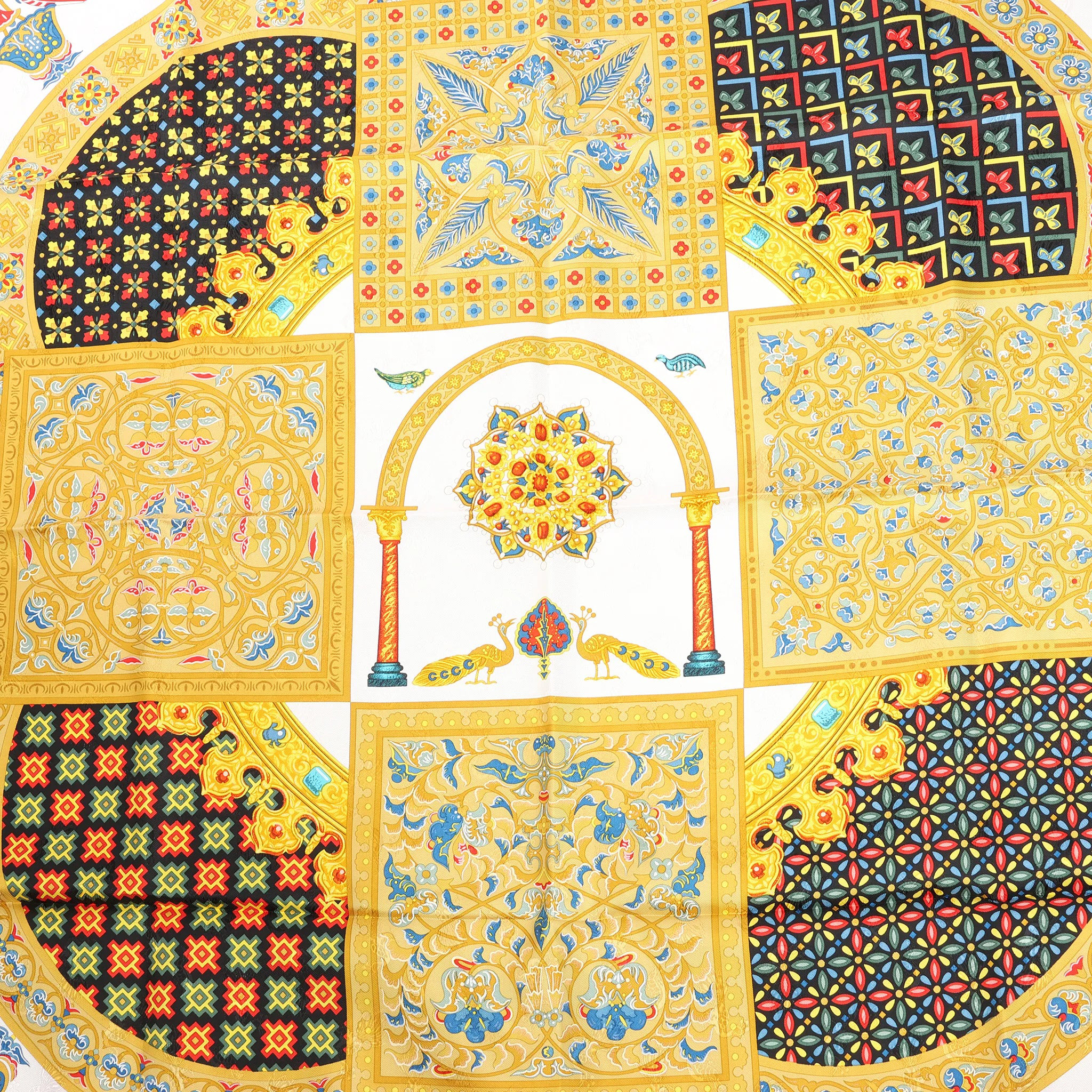 Hermès Hermès Carré 90 "CIELS BYZANTINS" Silk handkerchief in Black x Gold Divers