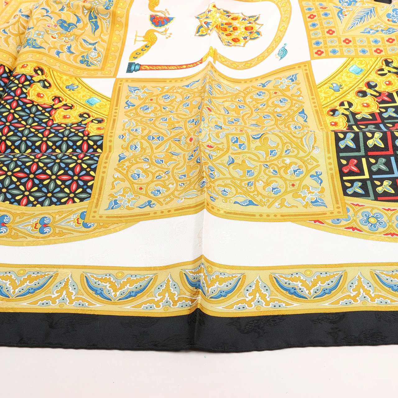 Hermès Hermès Carré 90 "CIELS BYZANTINS" Silk handkerchief in Black x Gold Divers