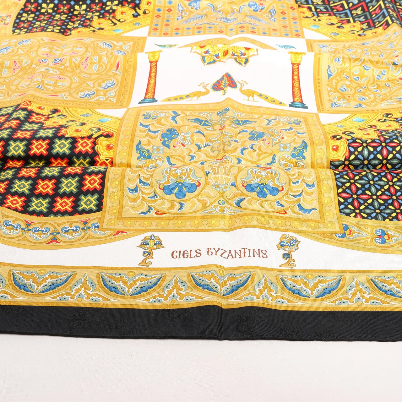 Hermès Hermès Carré 90 "CIELS BYZANTINS" Silk handkerchief in Black x Gold Divers