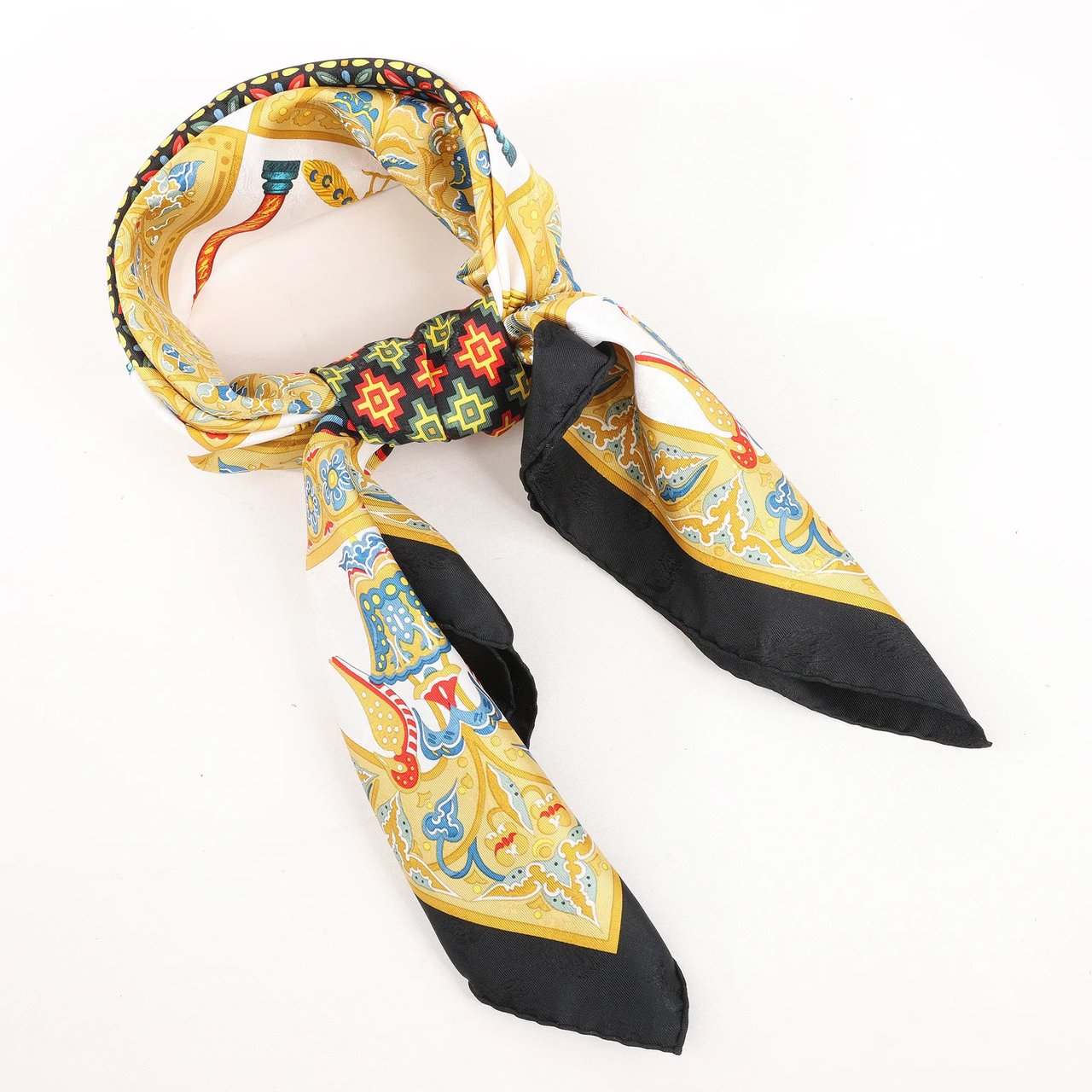 Hermès Hermès Carré 90 "CIELS BYZANTINS" Silk handkerchief in Black x Gold Divers