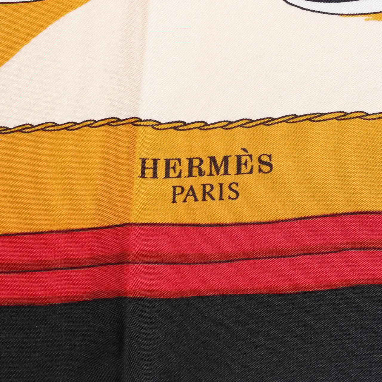 Hermès Hermès Carré 90 "Carriage and Hat" Silk handkerchief in Black x Orange Divers