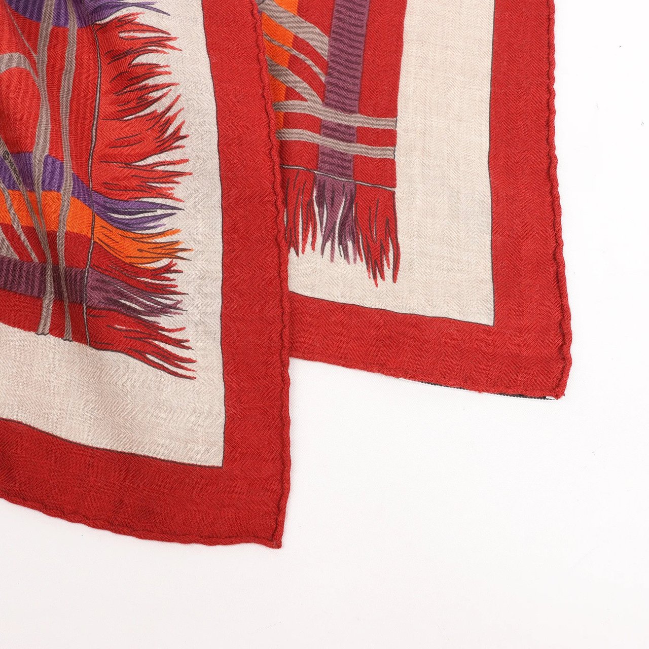 Hermès Hermès Carré 90 "LUJO CRIOLLO" Cashmere & Silk handkerchief in Red Rood