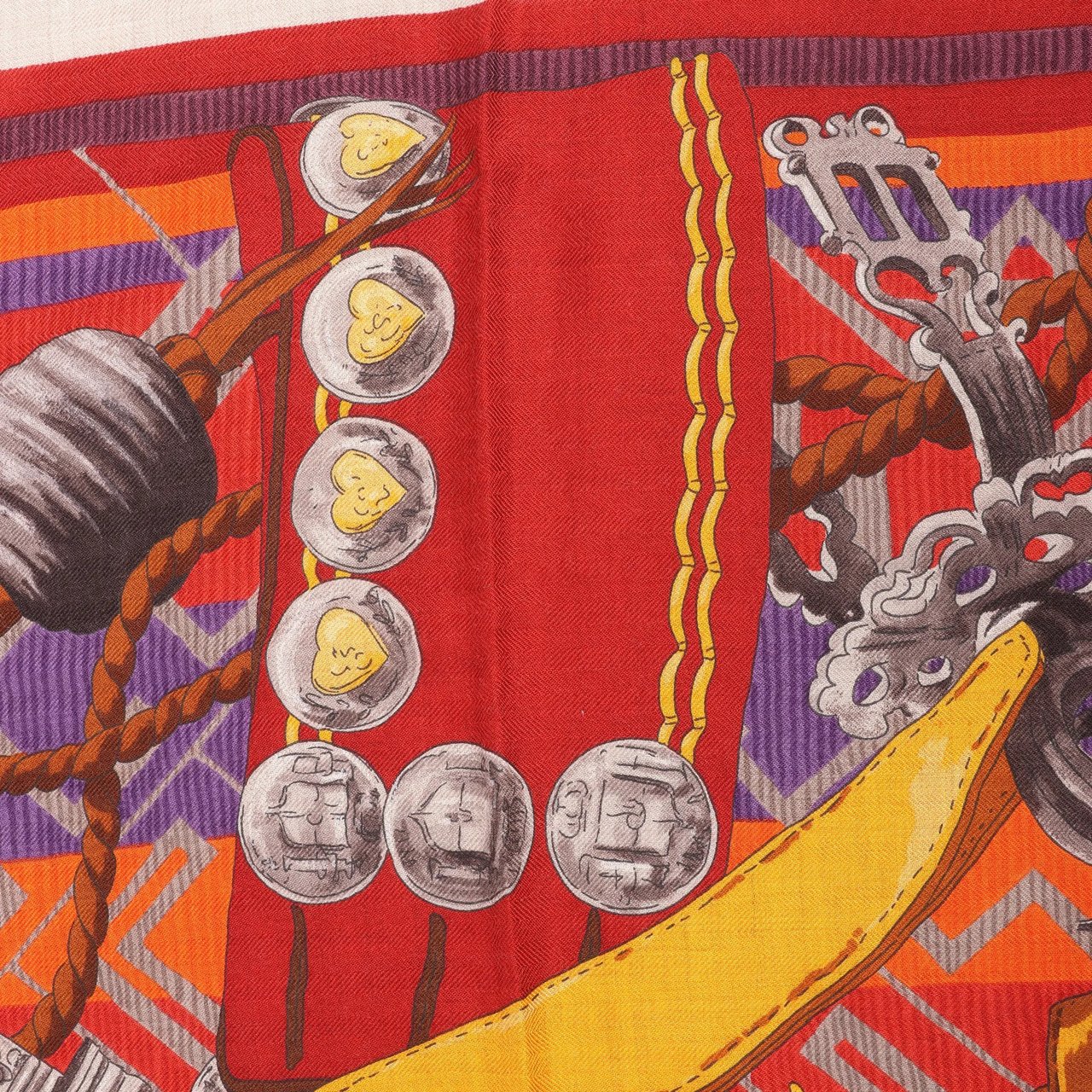 Hermès Hermès Carré 90 "LUJO CRIOLLO" Cashmere & Silk handkerchief in Red Rood