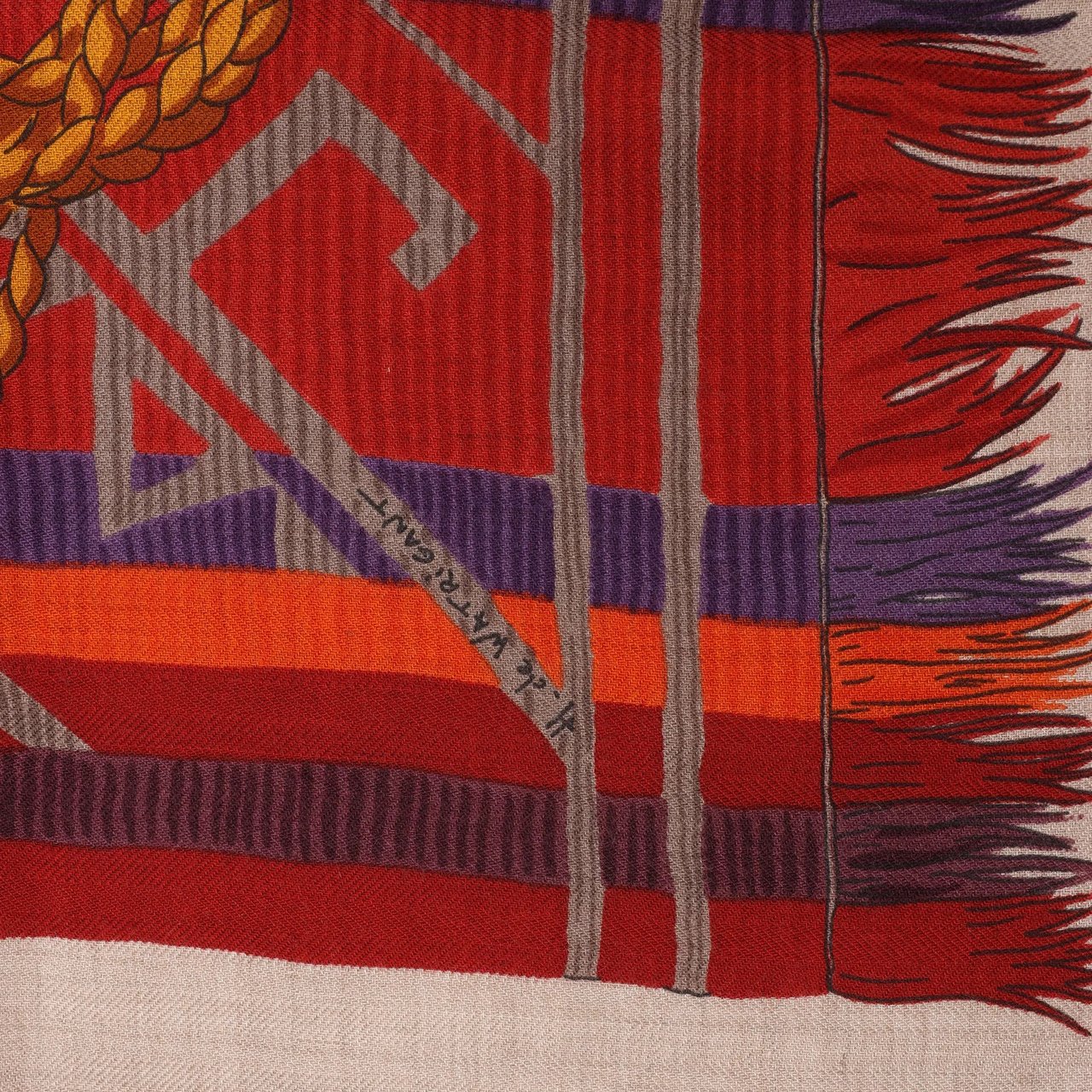 Hermès Hermès Carré 90 "LUJO CRIOLLO" Cashmere & Silk handkerchief in Red Rood