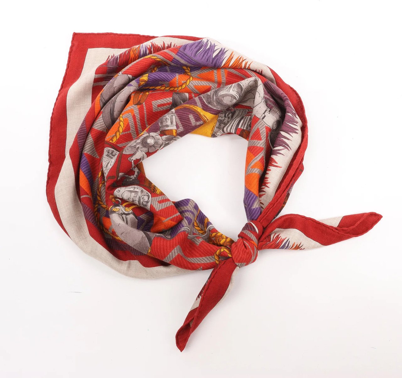 Hermès Hermès Carré 90 "LUJO CRIOLLO" Cashmere & Silk handkerchief in Red Rood