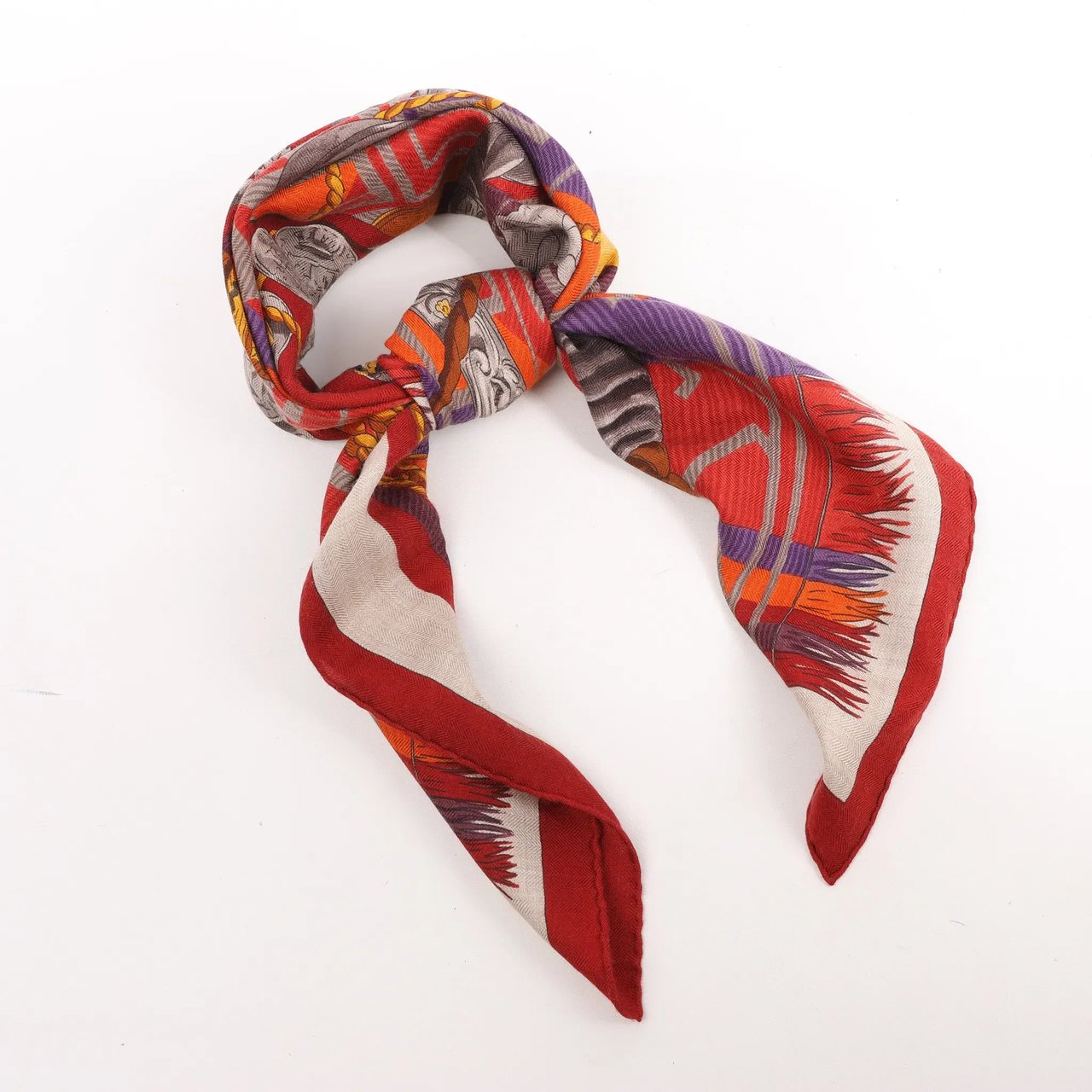 Hermès Hermès Carré 90 "LUJO CRIOLLO" Cashmere & Silk handkerchief in Red Rood