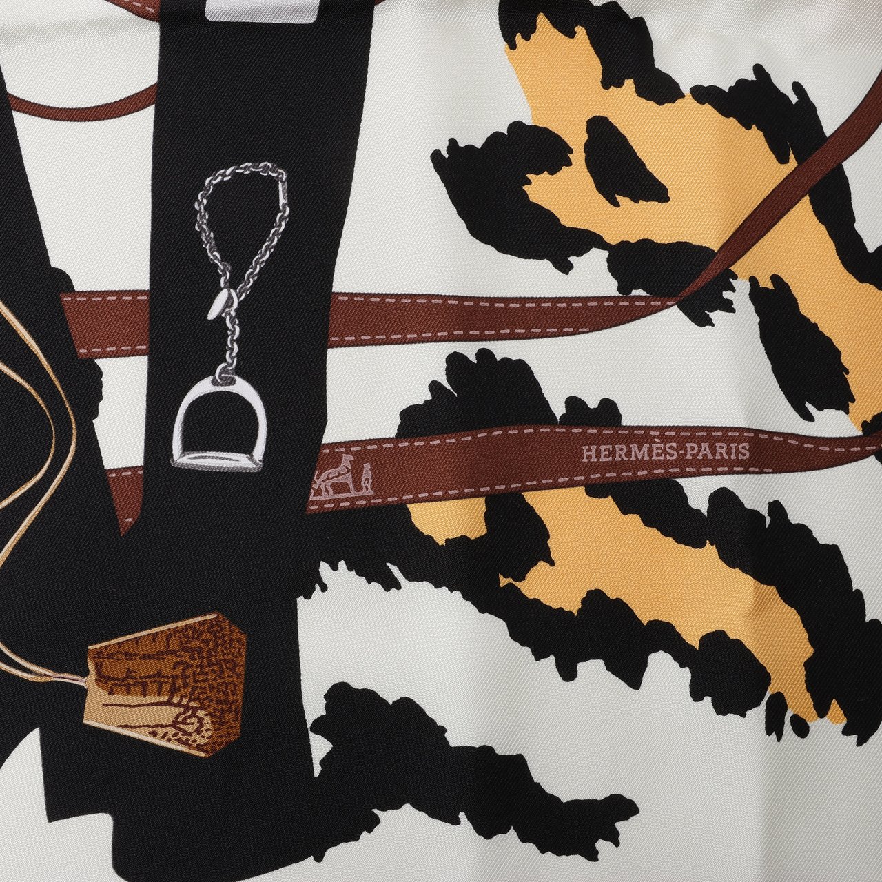 Hermès Hermès Carré 90 "Monsieur et Madame" Silk handkerchief in Brown Bruin