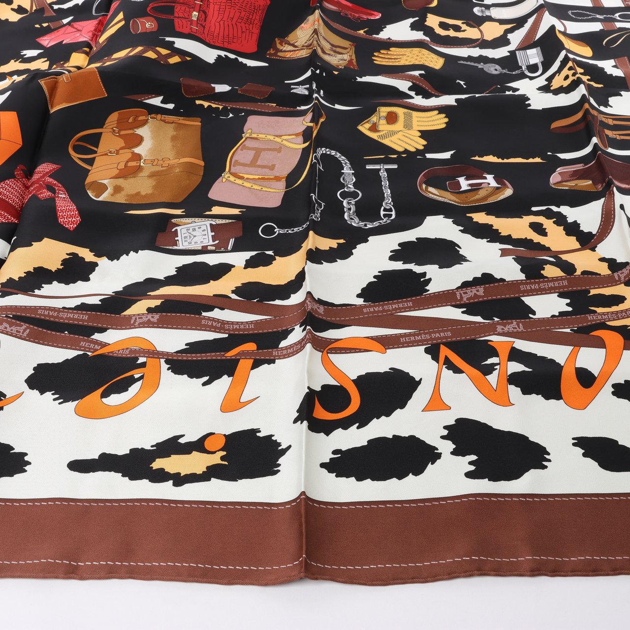 Hermès Hermès Carré 90 "Monsieur et Madame" Silk handkerchief in Brown Bruin