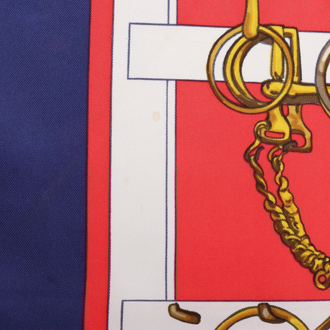 Hermès Hermès Carré 90 "MORS&FILETS" Silk handkerchief in Red x Navy Blue Rood