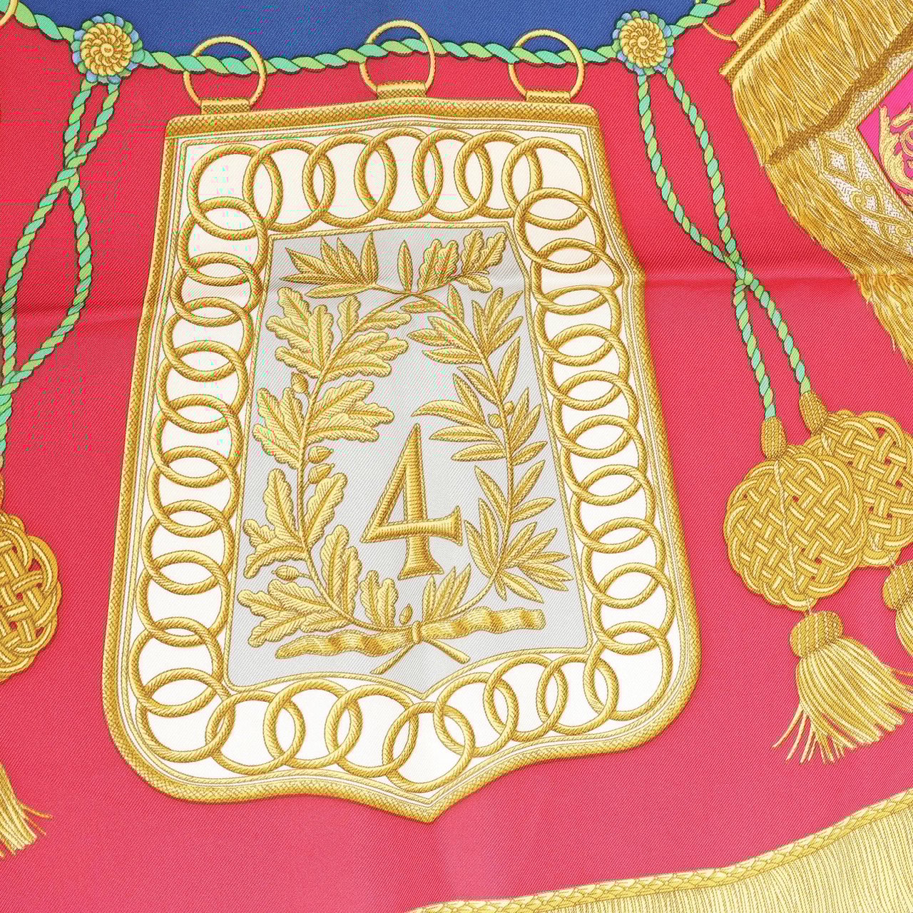 Hermès Hermès Carré 90 "Poste et Cavalerie Saber" Silk handkerchief in Red Rood