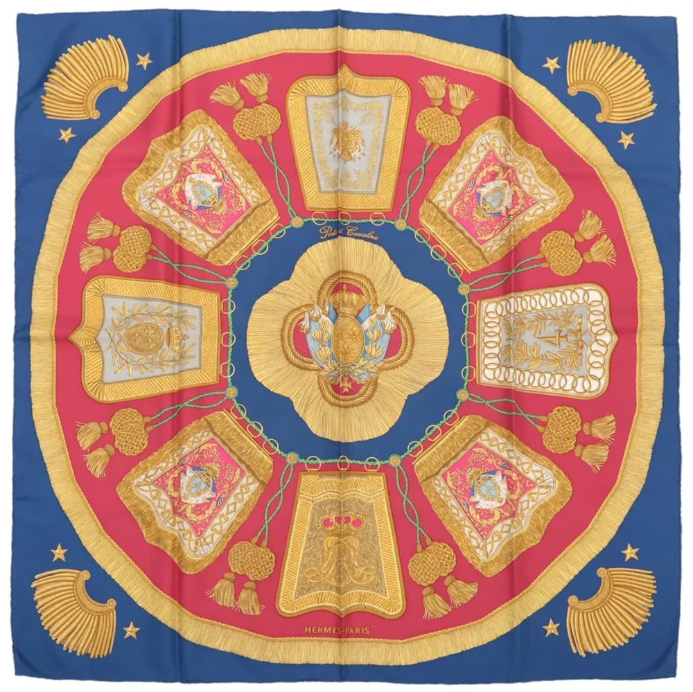 Hermès Hermès Carré 90 "Poste et Cavalerie Saber" Silk handkerchief in Red Rood