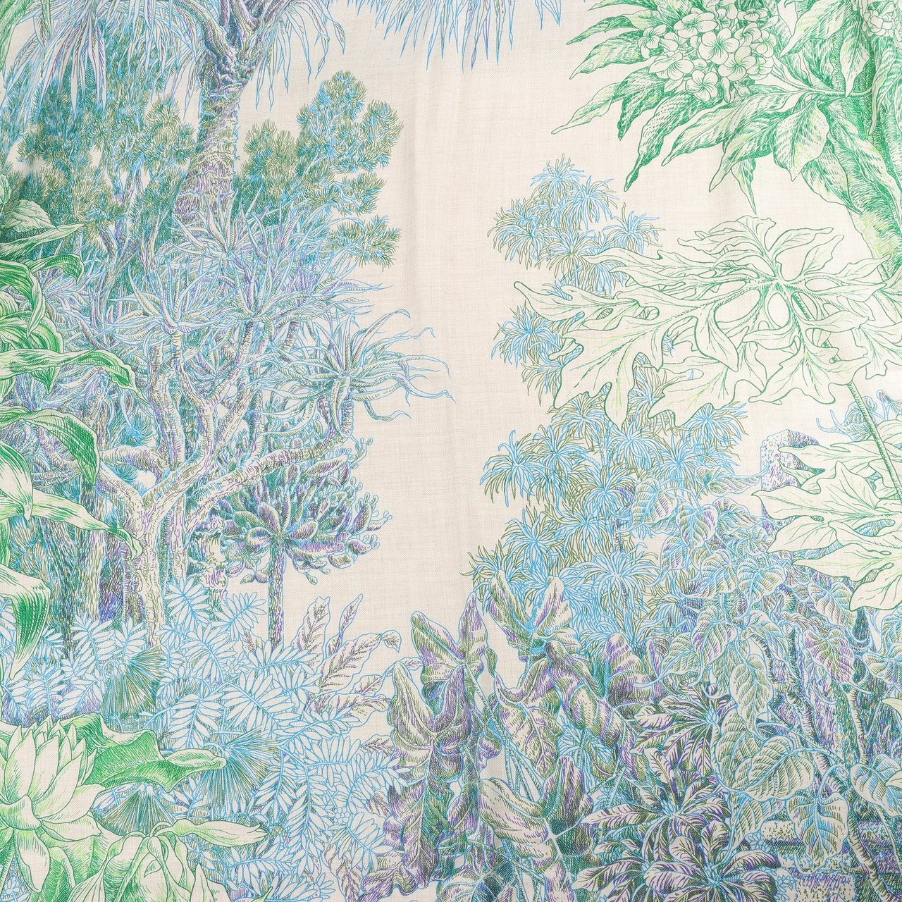 Hermès Hermès Carré Geant "BOTANICO DI PALERMO" Cashmere and Silk Scarf in Green Groen