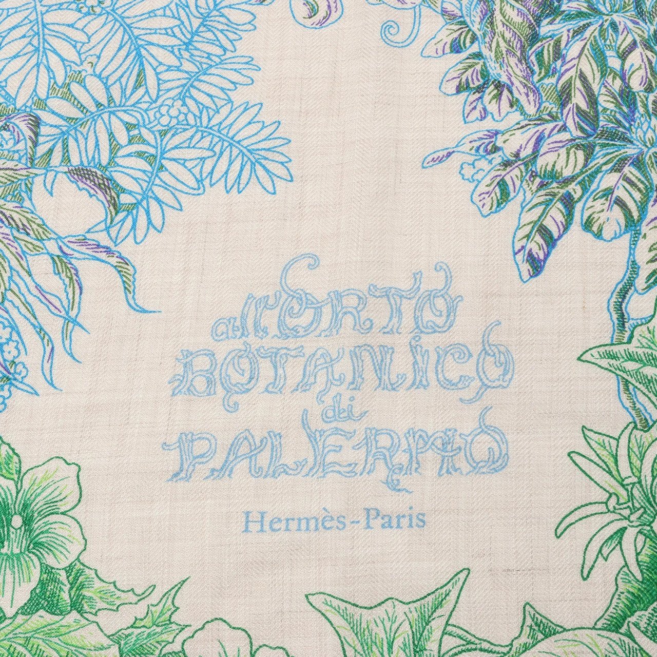 Hermès Hermès Carré Geant "BOTANICO DI PALERMO" Cashmere and Silk Scarf in Green Groen