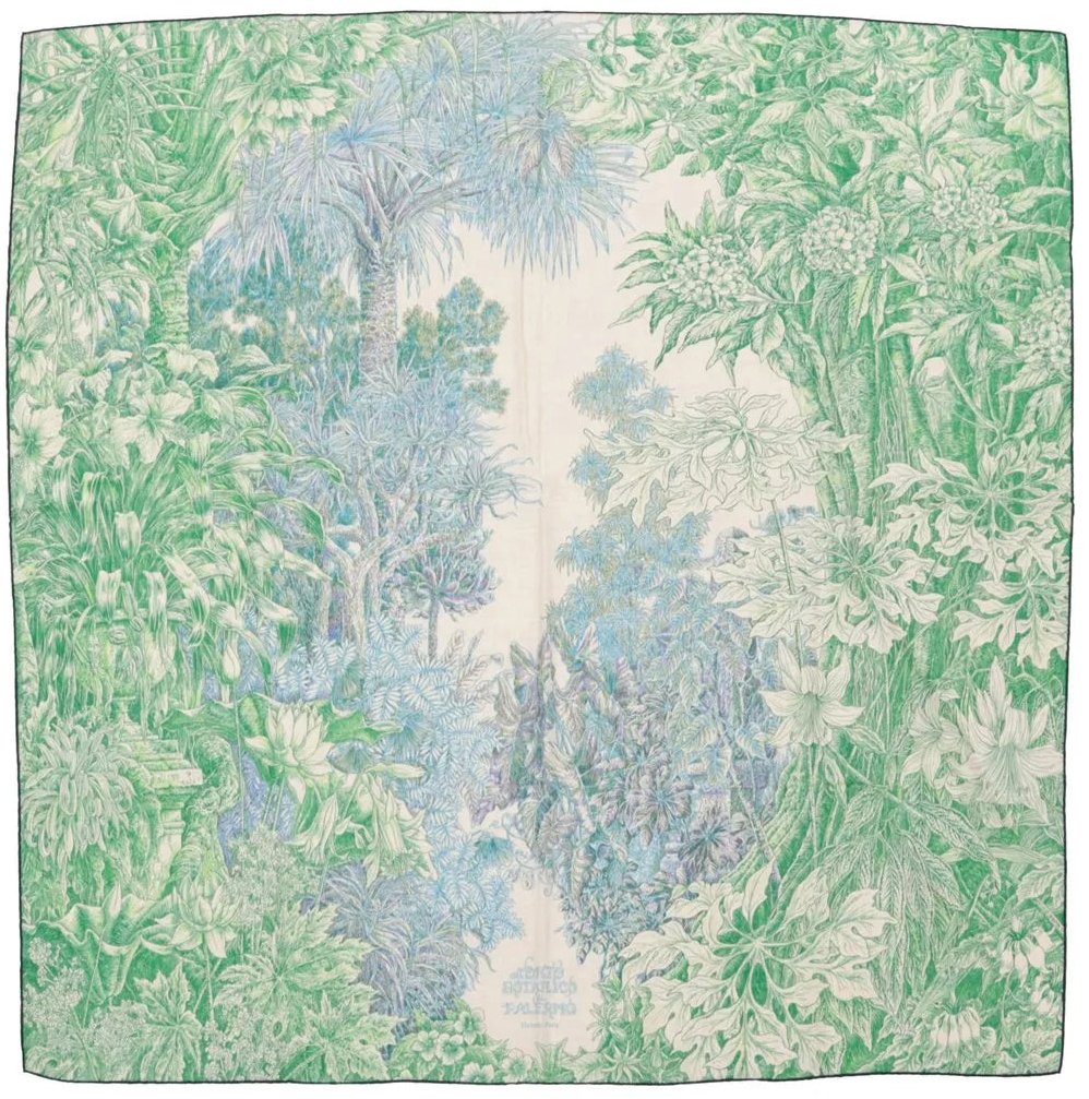 Hermès Hermès Carré Geant "BOTANICO DI PALERMO" Cashmere and Silk Scarf in Green Groen