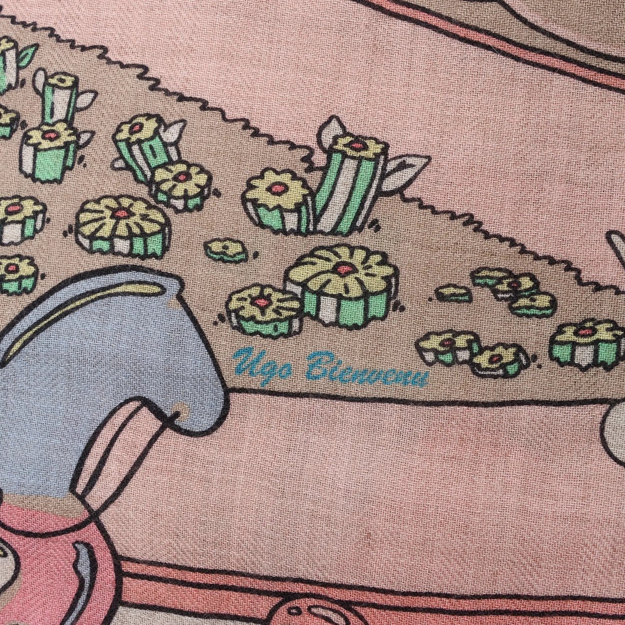 Hermès Hermès Carré Geant "LOCOMOTION" Cashmere and Silk Scarf in Beige Beige