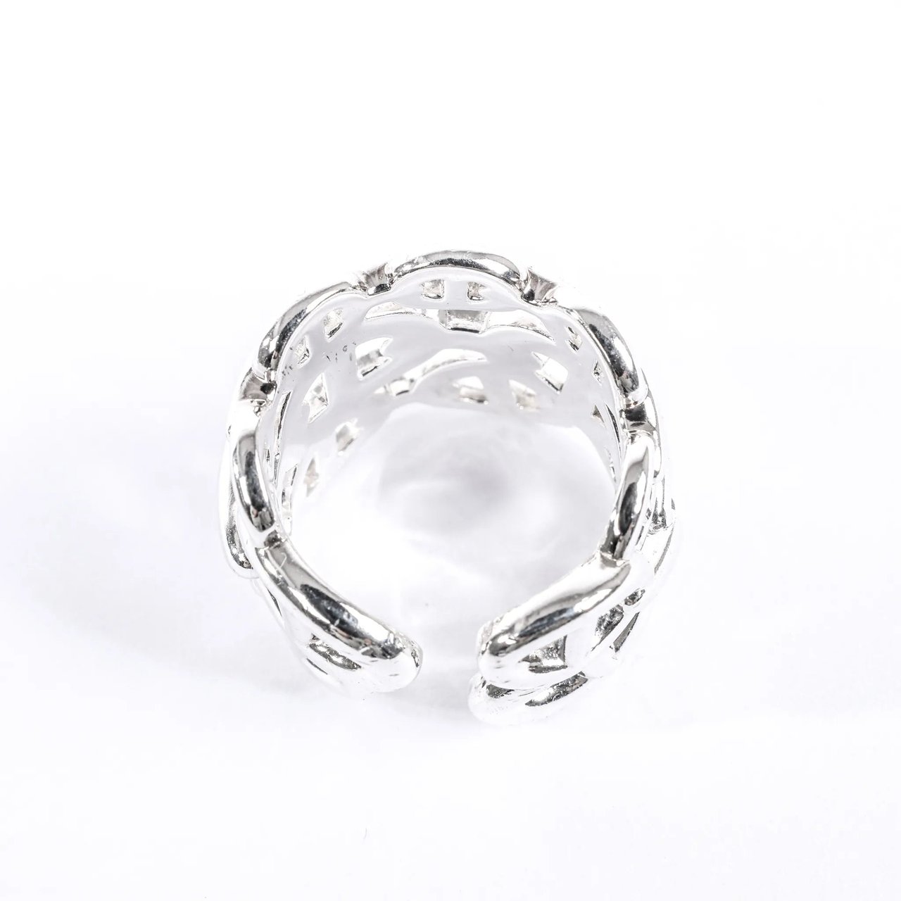 Hermès Hermes Chaîne d'Ancre Enchaînée Silver Ring, Size 54 EU Zilver