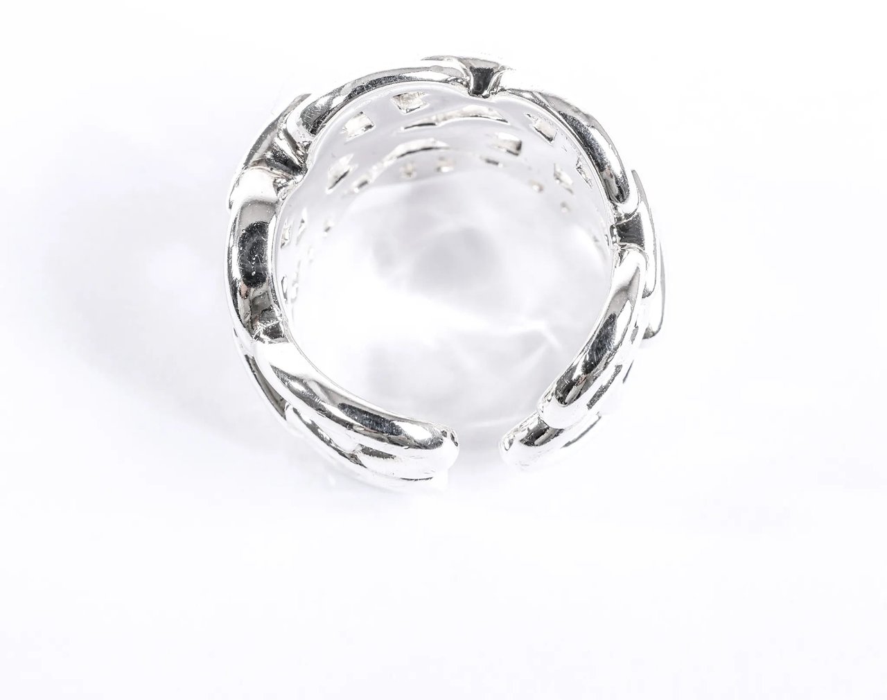 Hermès Hermes Chaîne d'Ancre Enchaînée Silver Ring, Size 54 EU Zilver