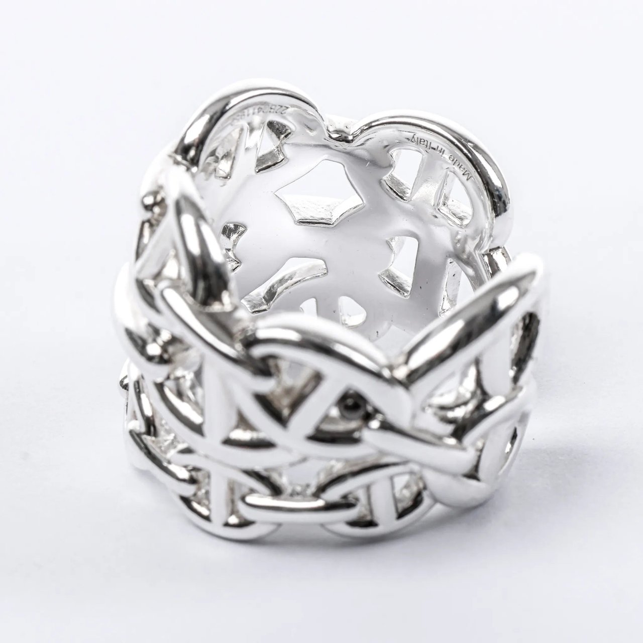 Hermès Hermes Chaîne d'Ancre Enchaînée Silver Ring, Size 54 EU Zilver